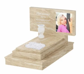 Мармуровий пам'ятник стела 50х100 см одинарний з мармуру Дайна з листом різьблена робота к13-dan-pf-50-100-05-001-ck