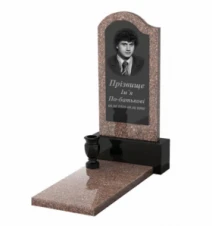 Памятник из гранита с надгробной плитой одинарный из гранита Токовский Коростышевский с волной резной к7-tor-kor-pf-80-40-05-011