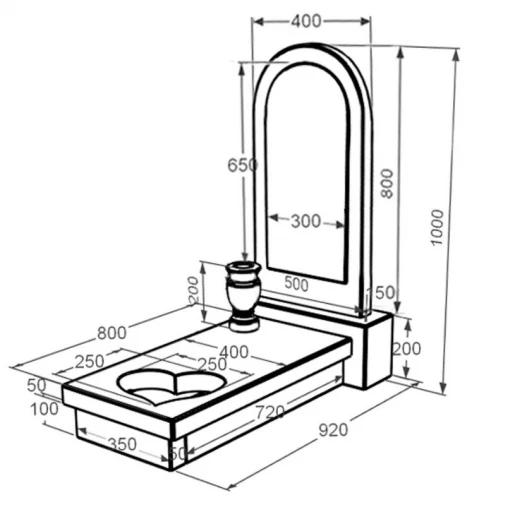 Размеры Гранитный памятник отцу одинарный из гранита Токовский Коростышевский с сердцем резная работа к11-tok-kor-npf-80-40-05-006