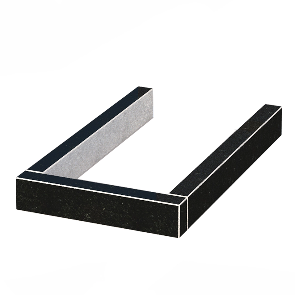 Основное Цветник на могилу черного цвета 850x500x100 из гранита серия Базис с неполированными фасками Коростышевского карьера cv-kor-npf-850-500-Bazys