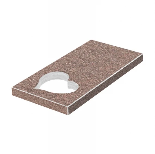 Надгробна плита 800x400x50 з Токівського граніту із неполірованими фасками Серце права pl-tok-npf-pt-80-40-05-SERCE-r