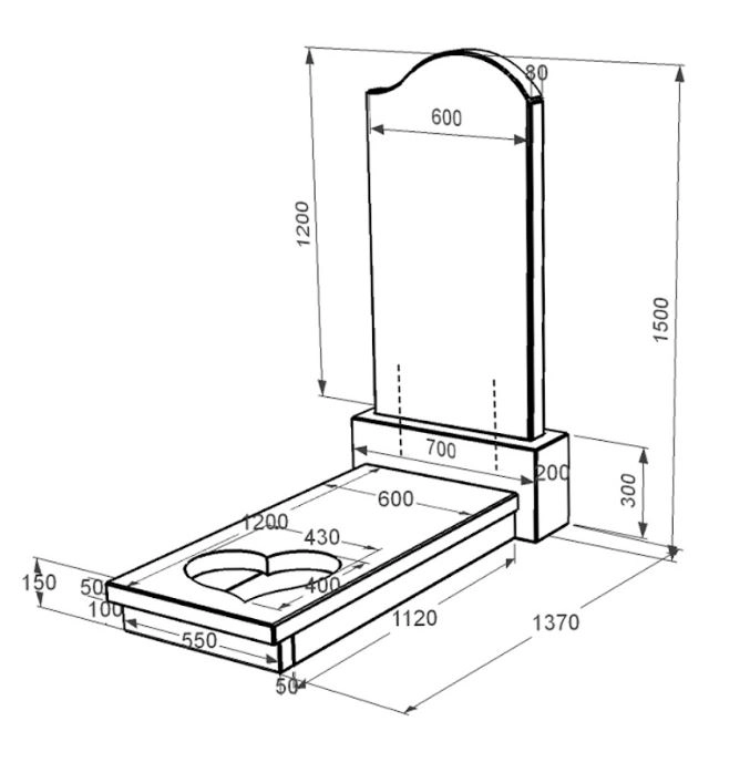 Размеры Гранитная плита на могилу мужская одинарная из черного гранита Коростышев с сердцем резная работа к11-kor-pf-120-60-08-011-r