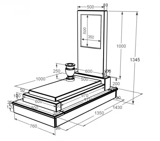 Размеры Памятник из мрамора без резных работ одинарный из белого мрамора Волокас к12-vol-pf-100-50-08-001-ck