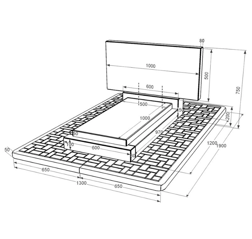 Розміри Пам'ятник із граніту без різьблених робіт одинарний із чорного граніту Коростишів к12-kor-pf-50-100-08-001-pbd2