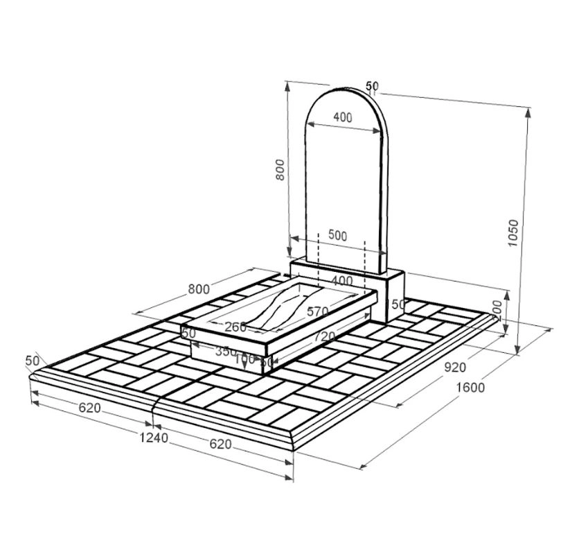 Розміри Гранітний пам'ятник маленький одинарний із чорного граніту Коростишів з вирізаною смугою з полукруглою стелою к23-kor-pf-80-40-08-006-pbd1