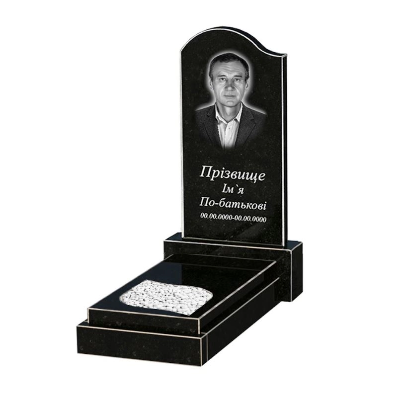 Основное Памятник из гранита фигурный одинарный из черного гранита Коростышев с листом резная работа к13-kor-npf-80-40-05-011