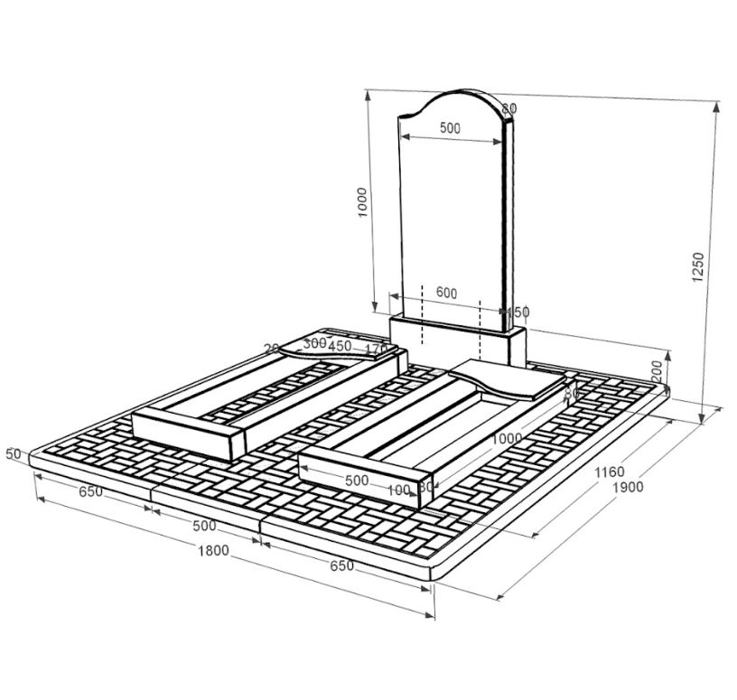 Розміри Гранітний пам'ятник подружжю подвійний із чорного граніту Коростишів з хвилею різьблений к16-kor-pf-100-50-08-011-r-pbd2