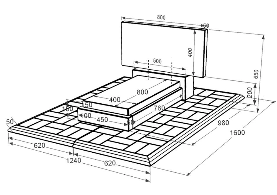Розміри Пам'ятник із граніту 60 см висотою одинарний із чорного граніту Коростишів без різьблених робіт к12-kor-npf-40-80-05-001-pbd1