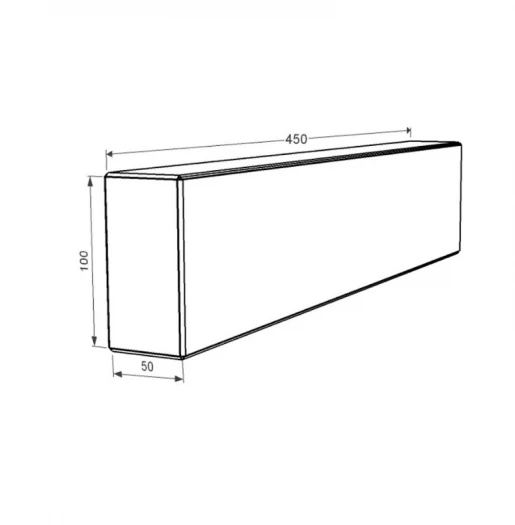 Размеры Брус для цветника и гробницы белого цвета 450x100x50 из мрамора лицевой (тыльный) с полированными фасками из мрамора Волокас br-vol-pf-45-10-05