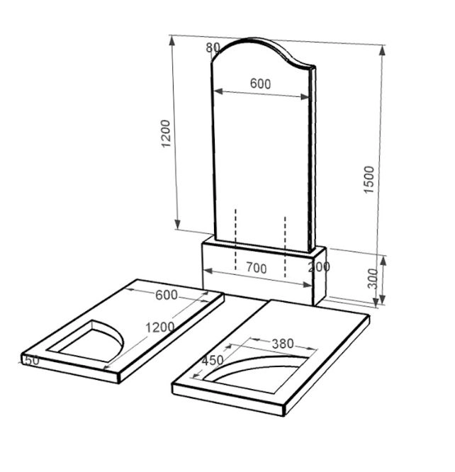 Размеры Надгробный памятник из гранита черного цвета двойной из черного гранита Коростышев с волной и уголком резной к18-kor-npf-120-60-08-011