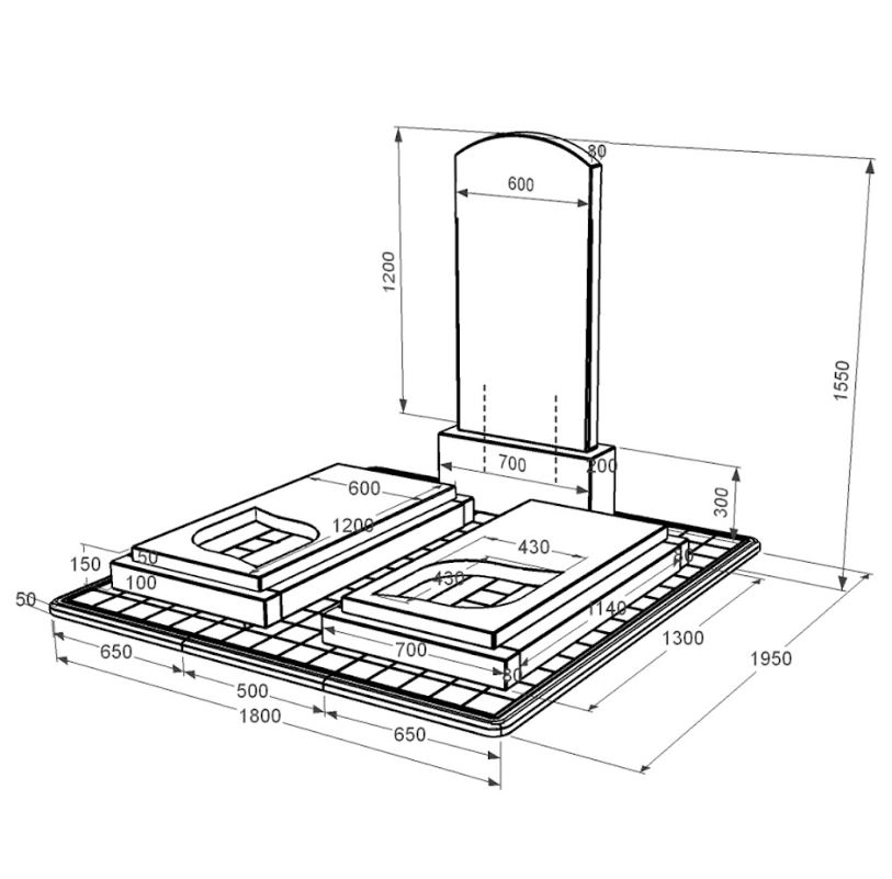 Розміри Гранітний пам'ятник з листом різьблена робота подвійний із чорного граніту Коростишів Дуга 009 к22-kor-npf-120-60-08-009-pbd3