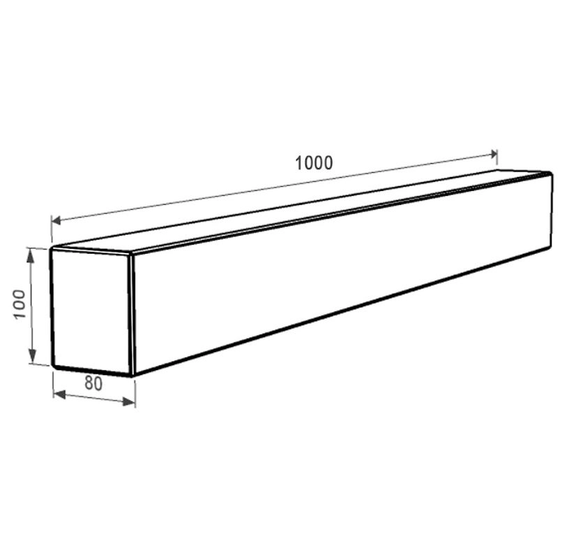 Розміри Брус для квітника та гробниці довжиною 100 см бічний із неполірованими фасками з Токівського граніту br-tok-npf-100-10-08