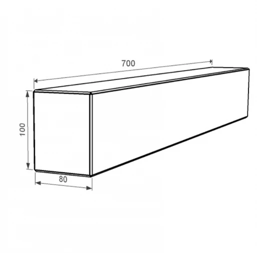 Размеры Брус для цветника и гробницы 700x100x80 лицевой (тыльный) с полированными фасками из мрамора Волокас br-vol-pf-70-10-08