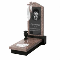 Памятник из гранита с сердцем резная работа одинарный из гранита Токовский Коростышевский к11-tok-kor-pf-80-40-05-142