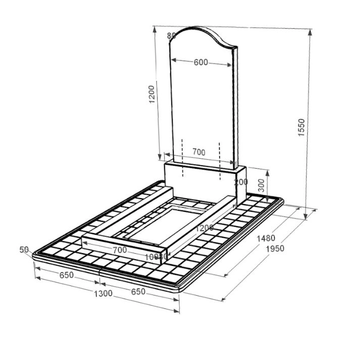Розміри Пам'ятник із граніту стела 120х60 см одинарний із чорного граніту Коростишів з хвилею різьблений к2-kor-npf-120-60-08-011-l-pbd3