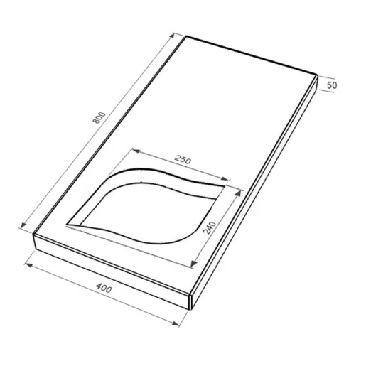 Розміри Надгробна плита на кладовище 800x400x50 з Токівського граніту із неполірованими фасками Лист права pl-tok-npf-pt-80-40-05-LISTOK-r