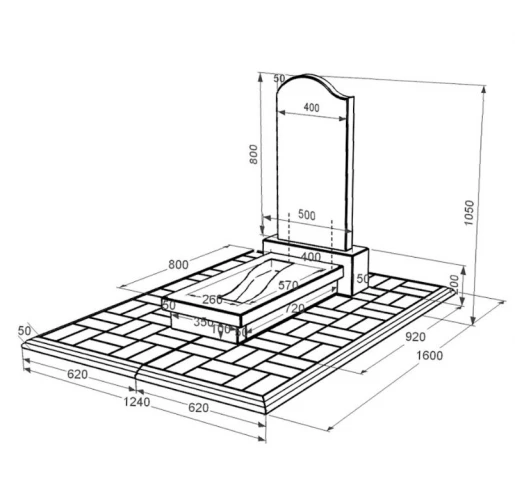 Размеры Гранитный памятник с вырезанной полосой одинарный из черного гранита Коростышев с волной резной к23-kor-pf-80-40-08-011-l-pbd1