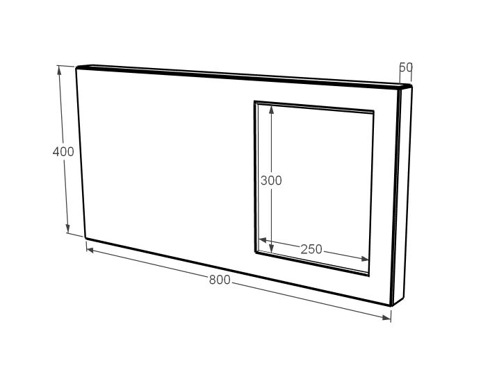 Розміри Стела пам'ятника коричнева 400x800x50 з граніту горизонтальна із неполірованими фасками з Токівського граніту ліва stn-tok-npf-40-80-05-001-R