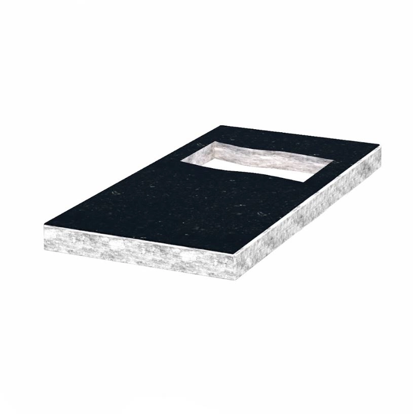 Основне Надгробна плита з вирізаним прапором 800x400x50 з граніту Коростишівського кар'єру із неполірованими фасками плита Прапор pl-kor-npf-npt-80-40-05-PRAPOR