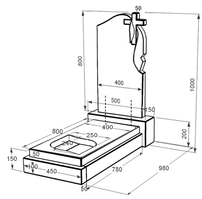 Розміри Гранітний пам'ятник мамі одинарний із чорного граніту Коростишів з листом різьблена робота к13-kor-npf-80-40-05-142-r