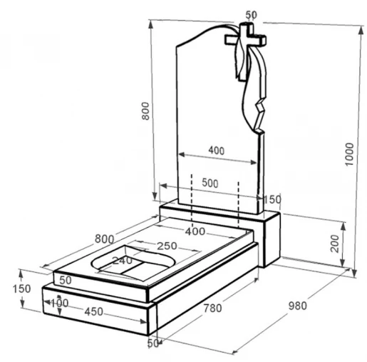 Розміри Гранітний пам'ятник мамі одинарний із чорного граніту Коростишів з листом різьблена робота к13-kor-npf-80-40-05-142-r