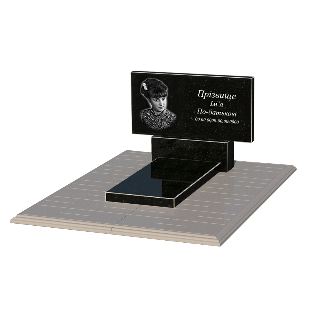 Основне Гранітний пам'ятник стела 40х80 см одинарний із чорного граніту Коростишів без різьблених робіт к7-kor-npf-40-80-05-001-pbd1