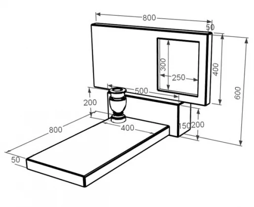 Размеры Мраморный памятник высотой 60 см одинарный из бежевого мрамора Дайна без резных работ к7-dan-pf-40-80-05-001