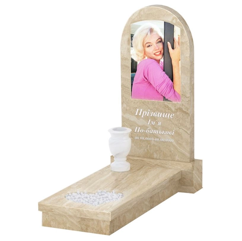 Основне Мармуровий пам'ятник з серцем різьблена робота одинарний з мармуру Дайна к11-dan-pf-100-50-08-006