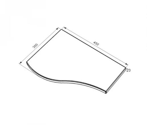 Размеры Плита на цветник могилы 450x300x20 серия Волна одинарная короткая с полированными фасками из мрамора Дайна левая pnk-dan-pf-45-30-02-l