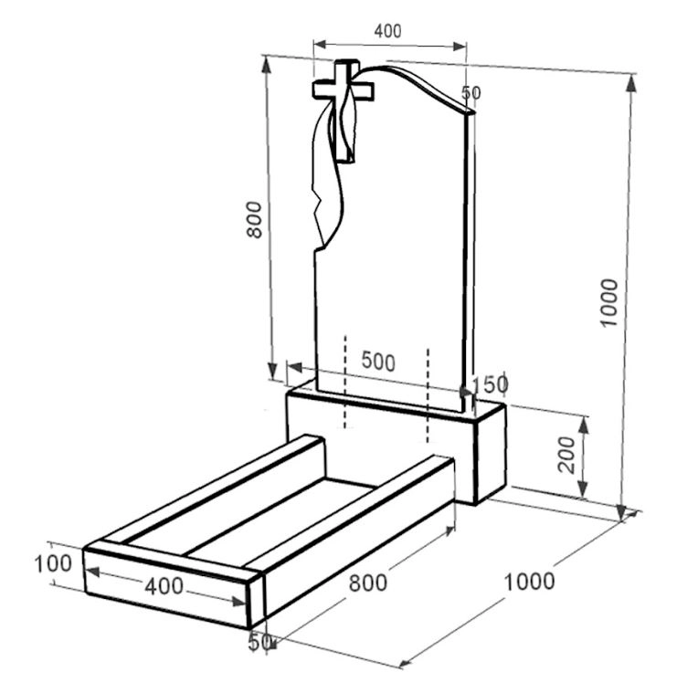 Размеры Гранитный памятник с крестом резная работа одинарный из черного гранита Коростышев с плащаницей резной к1-kor-pf-80-40-05-142