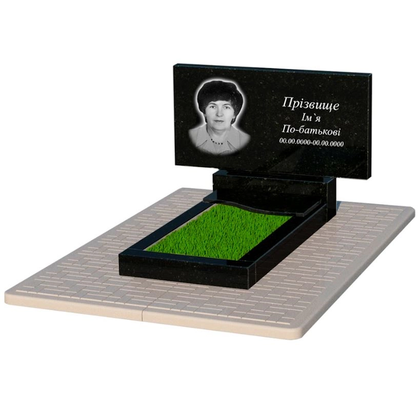 Основное Надгробие из гранита стела 50х100 см одинарный из черного гранита Коростышев с волной резной к5-kor-pf-50-100-08-001-pbd2