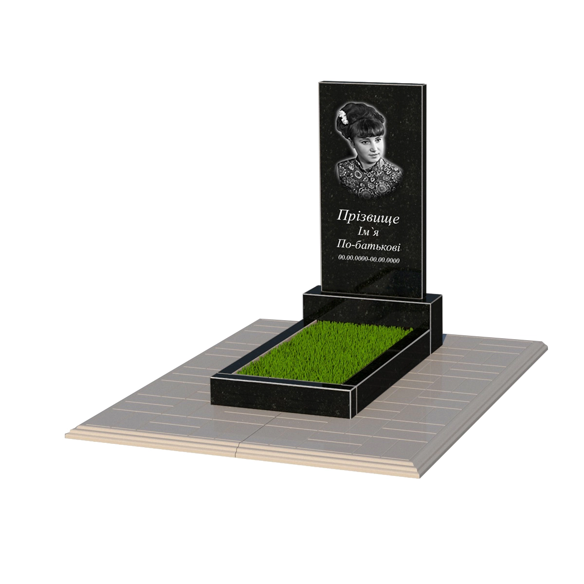 Основне Пам'ятник на могилу із граніту стела 80x40 см одинарний із чорного граніту Коростишів без різьблених робіт к2-kor-npf-80-40-05-001-pbd1