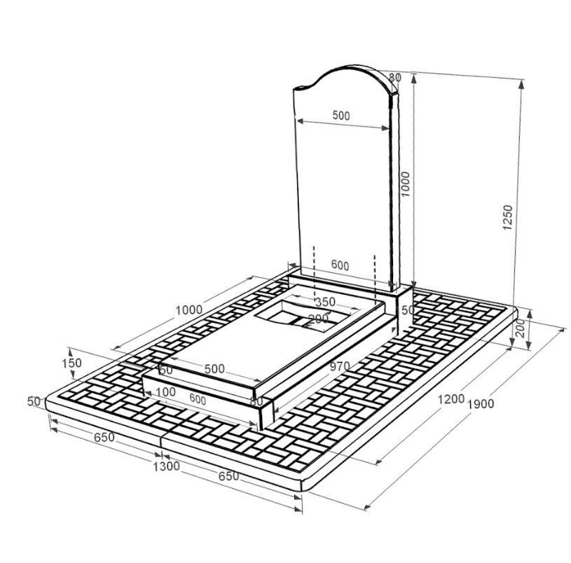 Розміри Гранітний пам'ятник з різним прапором одинарний із чорного граніту Коростишів к6-kor-npf-100-50-08-011-r-pbd2