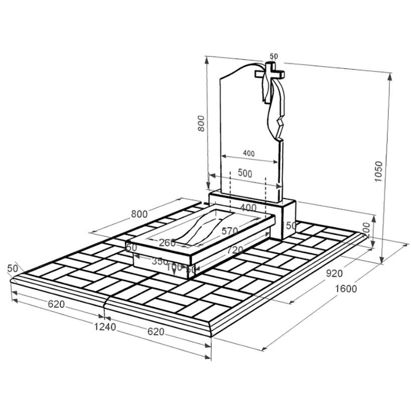 Размеры Гранитный памятник фигурный одинарный из черного гранита Коростышев с крестом и плащаницей резной к23-kor-pf-80-40-08-142-r-pbd1