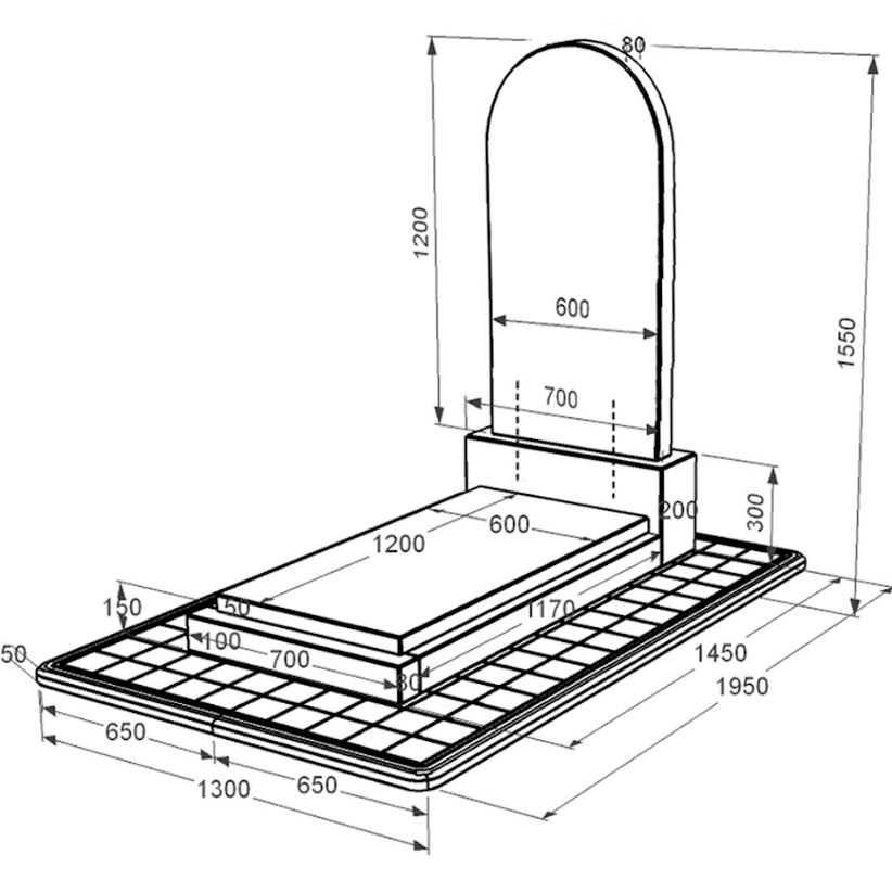 Размеры Гранитный памятник стела 120х60 см одинарный из черного гранита Коростышев с полукруглой стелой к12-kor-pf-120-60-08-006-pbd3