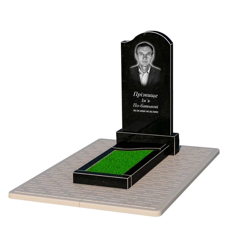 Основное Гранитный памятник на одного из черного гранита Коростышев с волной резной к4-kor-npf-100-50-08-011-r-pbd2