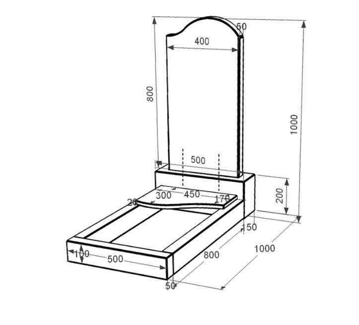 Розміри Гранітний пам'ятник з полірованими фасками одинарний із чорного граніту Коростишів з хвилею різьблений к5-kor-pf-80-40-05-011-r