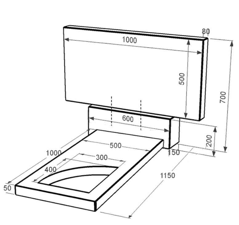 Розміри Гранітний пам'ятник з вирізаним куточком одинарний із чорного граніту Коростишів к9-kor-pf-50-100-08-001