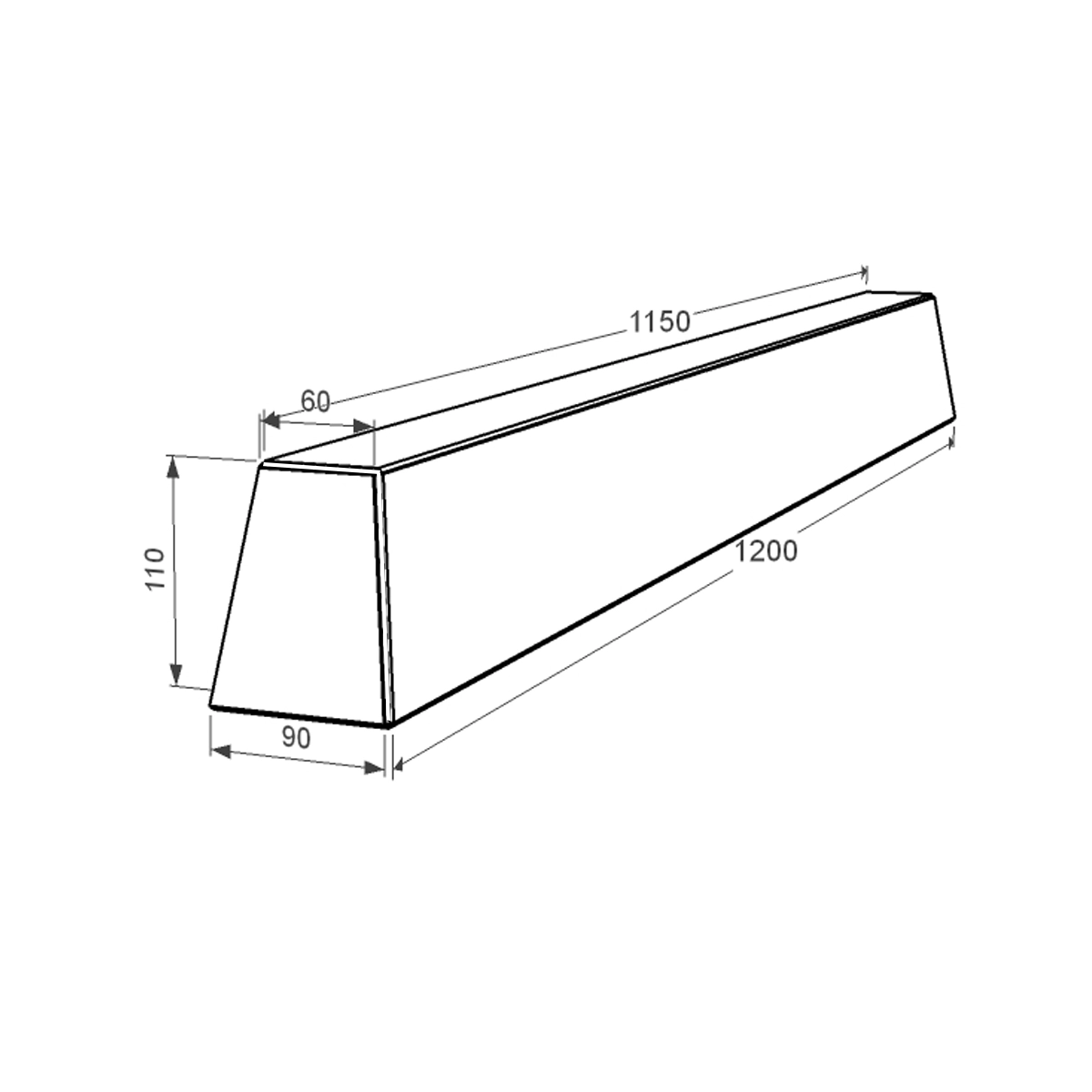 Размеры Перемычка под памятник на могилу толщиной 9 см длиной 120 см pm-120-11-09