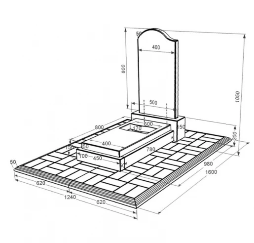 Размеры Памятник из гранита с резным флагом одинарный из черного гранита Коростышев к6-kor-pf-80-40-08-011-l-pbd1