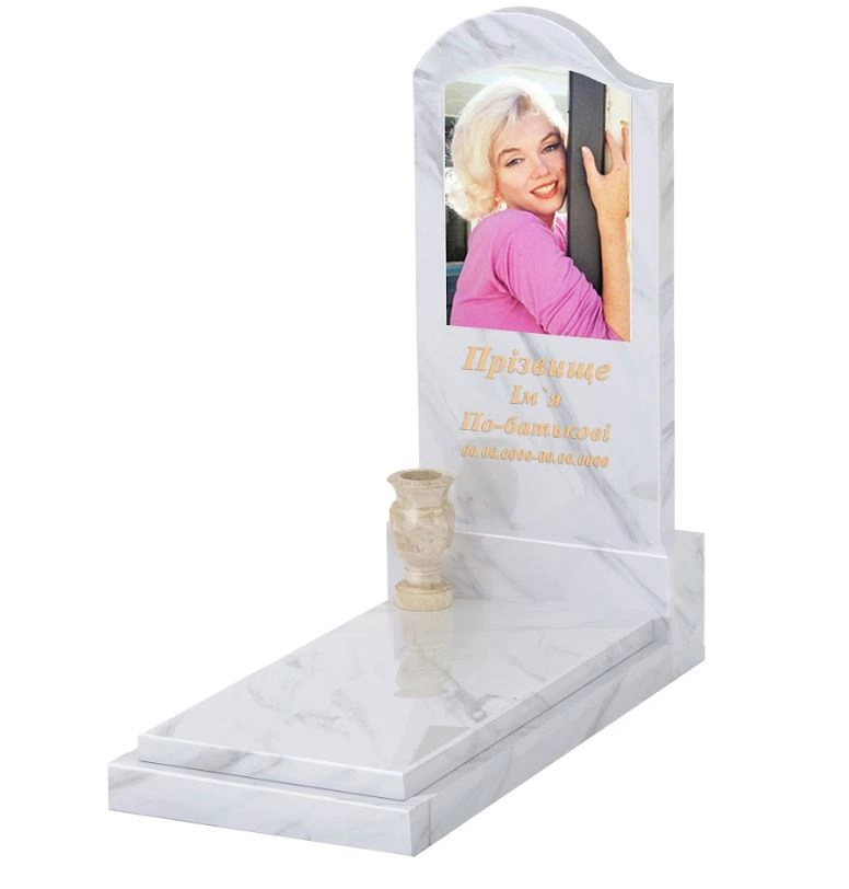 Основне Пам'ятник із мармуру дівчинам одинарний з білого мармуру Волокас фігурний різьблений к12-vol-pf-120-60-08-011-l