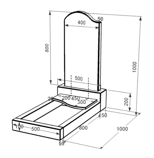 Розміри Гранітний пам'ятник фігурний одинарний із чорного граніту Коростишів з хвилею різьблений к5-kor-npf-80-40-05-011-l