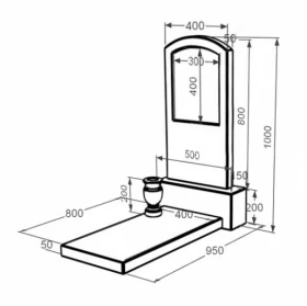 Розміри Мармуровий пам'ятник у формі дуги одинарний з мармуру Дайна к7-dan-pf-80-40-05-009