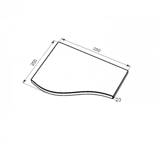 Розміри Плита на квітник могили 350x250x20 Хвиля одинарна коротка з полірованими фасками з Токівського граніту ліва pnk-tok-pf-35-25-02-l