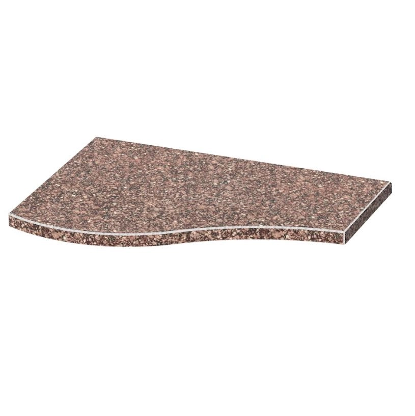 Основное Плита на цветник могилы цветная 450x300x20 Волна одинарная короткая с неполированными фасками из Токовского гранита левая pnk-tok-npf-45-30-02-l