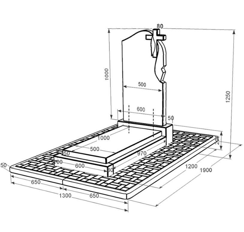 Розміри Граніт надгробок на кладовище одинарний із чорного граніту Коростишів з хрестом та плащаницею різьблений к12-kor-pf-100-50-08-142-r-pbd2