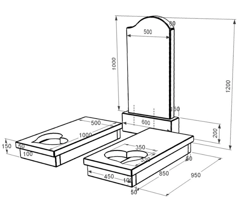 Розміри Гранітний пам'ятник з двома надгробками подвійний із чорного граніту Коростишів з серцем різьблена робота к20-kor-pf-100-50-08-011-r