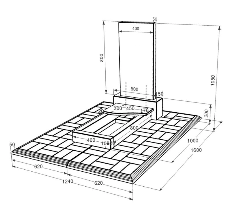 Розміри Гранітний пам'ятник висотою 100 см одинарний із чорного граніту Коростишів з хвилею різьблений к3-kor-npf-80-40-05-001-l-pbd1