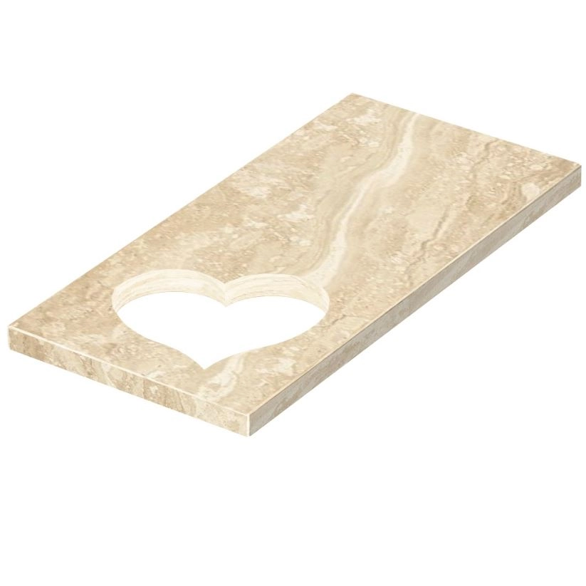 Основне Надгробна плита бежева 1200x600x50 з мармуру Дайна з полірованими фасками серія Серце ліва pl-dan-pf-pt-120-60-05-SERCE-l