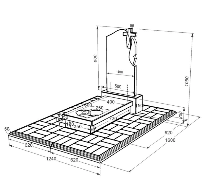 Розміри Пам'ятник із граніту стела 80x40 см одинарний із чорного граніту Коростишів з серцем різьблена робота к11-kor-pf-80-40-05-142-r-pbd1
